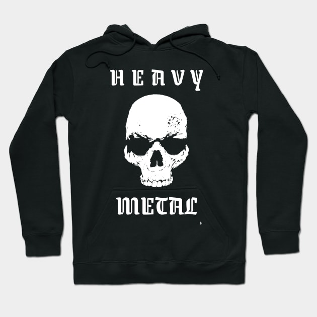 White skull, HEAVY METAL. Hoodie by Bird